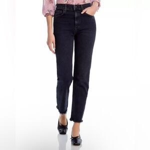 Veronica Beard Joey Straight Leg High Rise Vanishing Point Raw Hem Jeans Sz 28